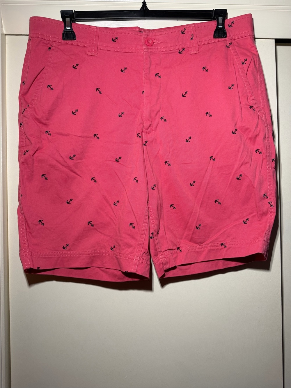 St John’s Bay Pink/Coral Anchor Embroidered Cotton Comfort Stretch Shorts Sz 36